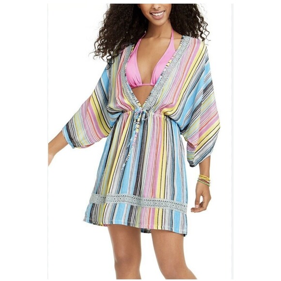 Dotti MULTI Havana Coast Striped Tunic Swim Cover-Up Small Fairy Beachy Boho - Picture 1 of 11